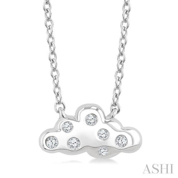 1/20 Ctw Cloud Single Cut Diamond Petite Fashion Pendant With Chain in 10K White Gold